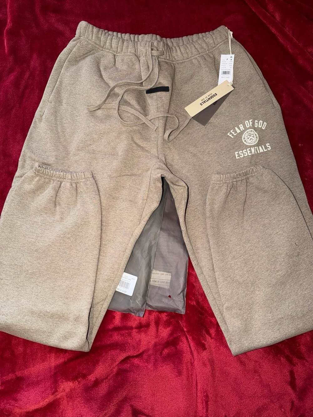 Fear of God Essentials University Crest Sweatpants Heather Grey Size Medium